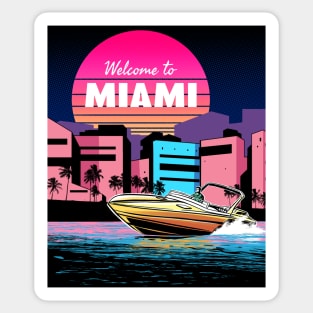 Welcome to Miami Vaporwave Sunset Sticker